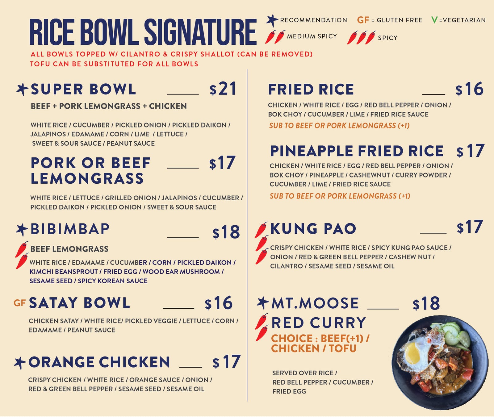 Rice bowl build your own menu board