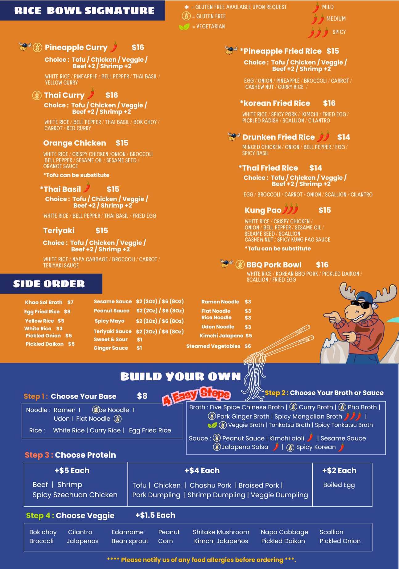 Rice bowls menu board