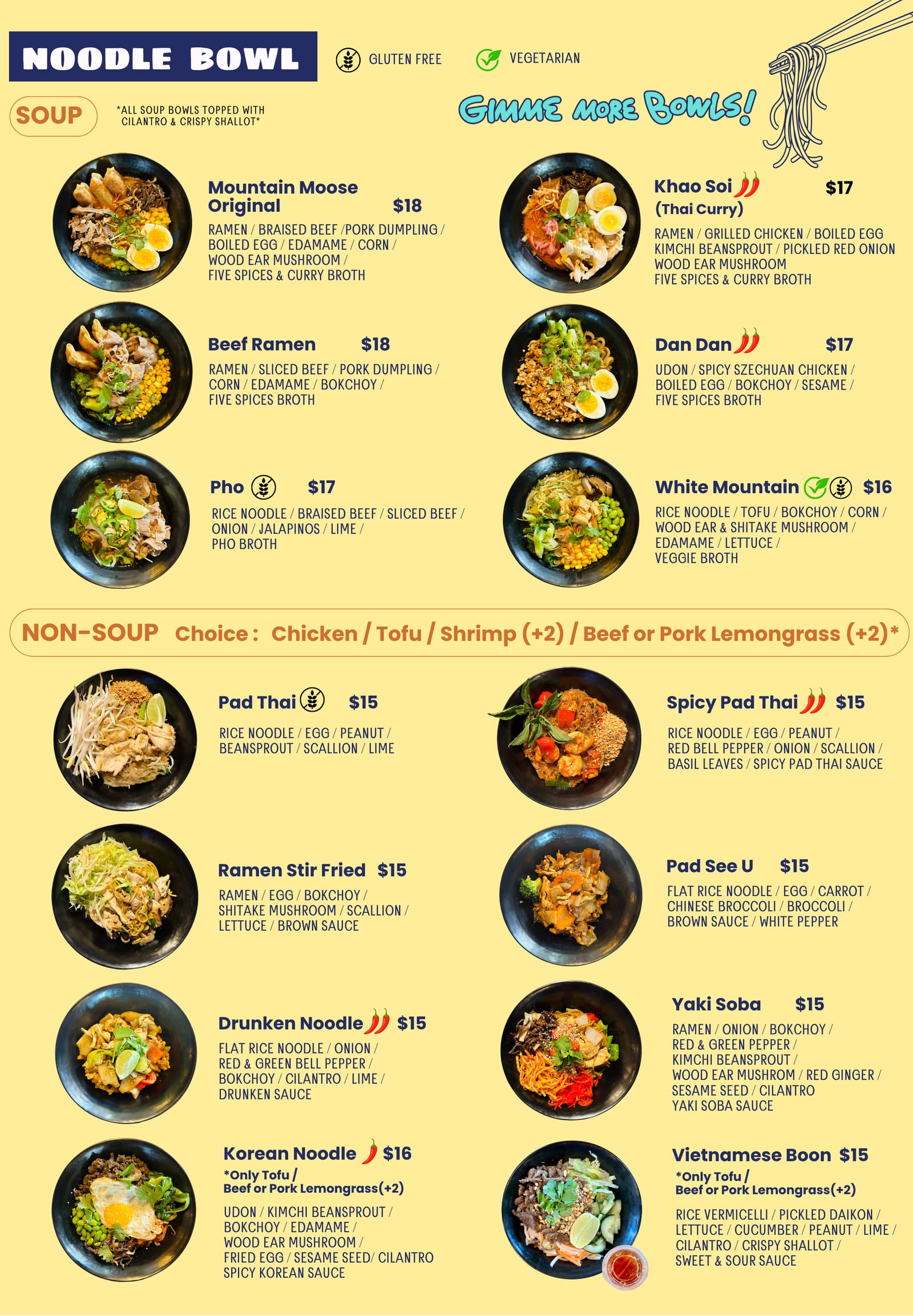 Noodle bowl menu board